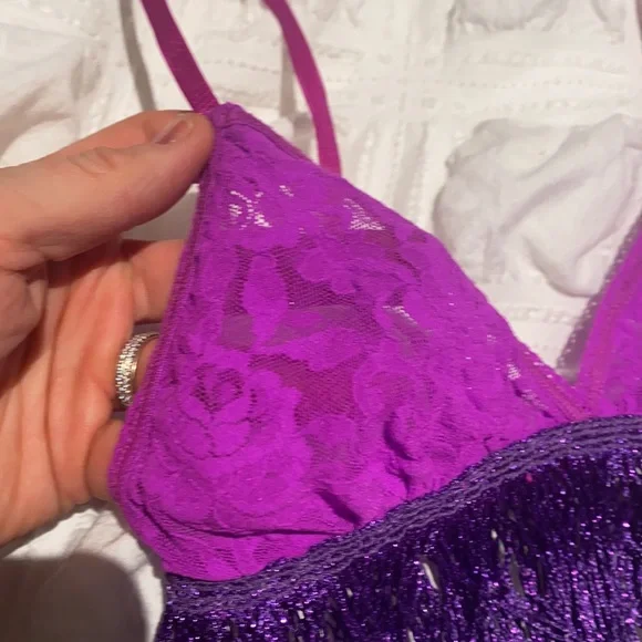 Rare NWT Hanky Panky after midnight purple tassel & lace bralette - Picture 6 of 13